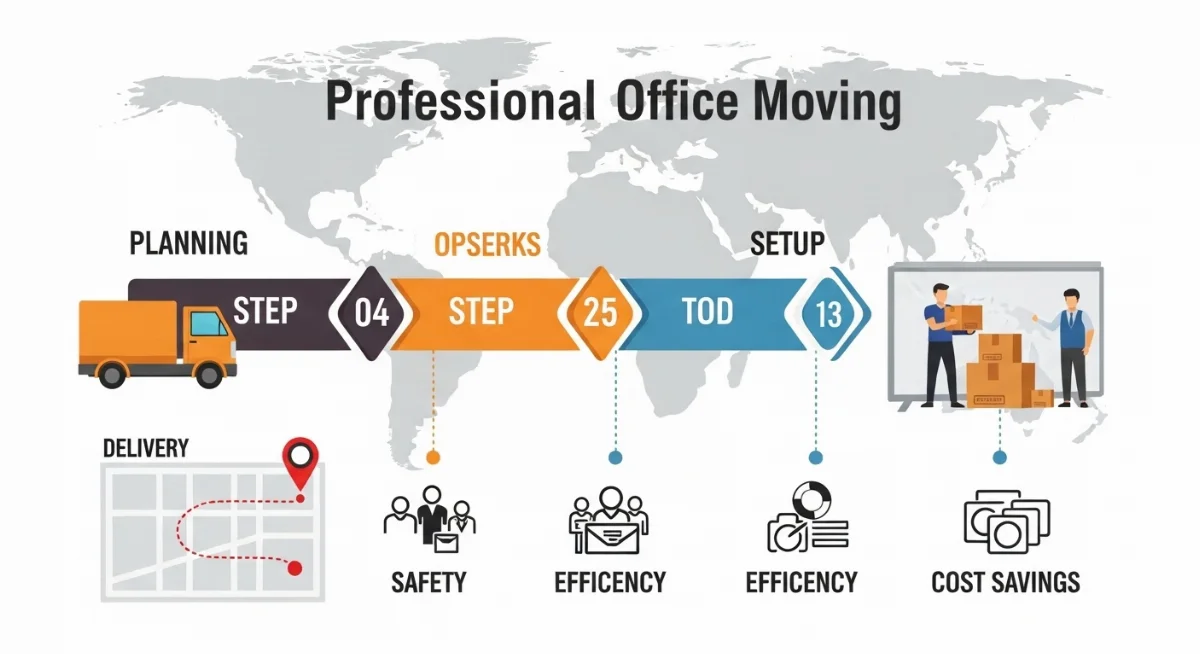 Nhân viên sắp xếp đồ đạc vào văn phòng mới một cách khoa học