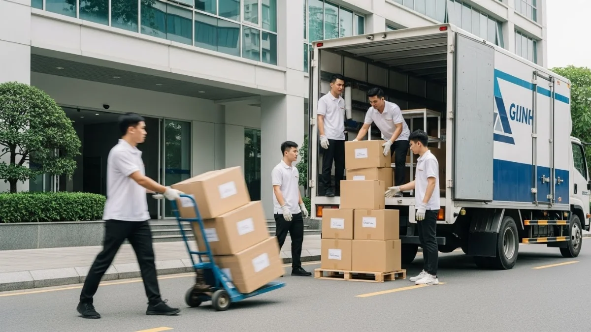 Xe tải chuyên dụng vận chuyển đồ đạc văn phòng tại Bình Dương