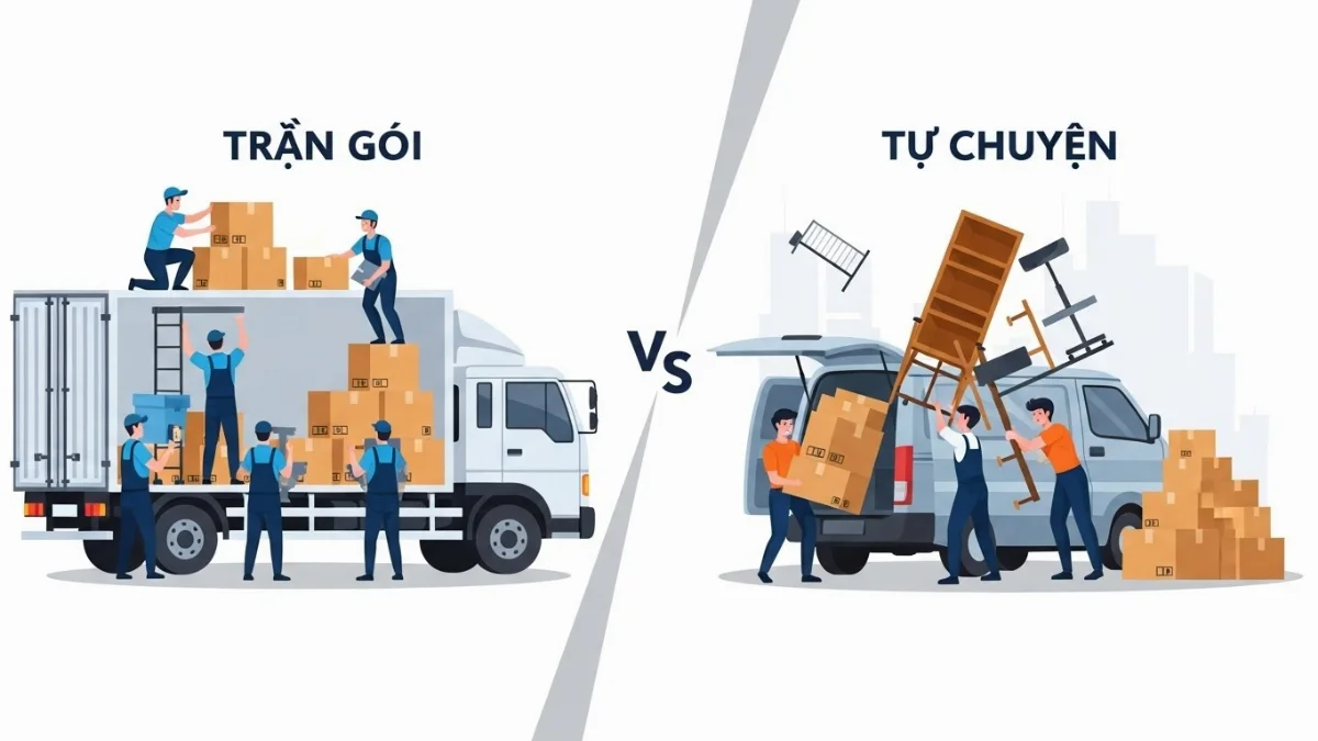 Dịch vụ chuyển văn phòng trọn gói tại Bình Dương đang bốc xếp đồ đạc lên xe tải chuyên dụng