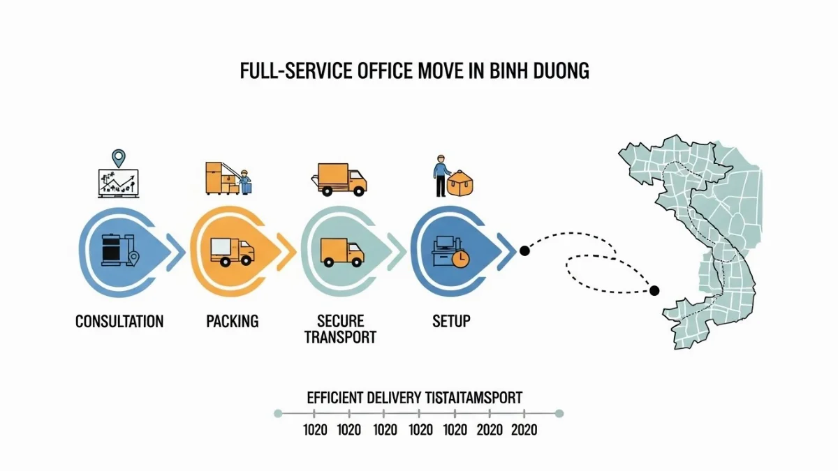 Đội ngũ nhân viên chuyên nghiệp đang tháo dỡ và di chuyển đồ đạc lớn cho dịch vụ chuyển văn phòng giá rẻ Bình Dương