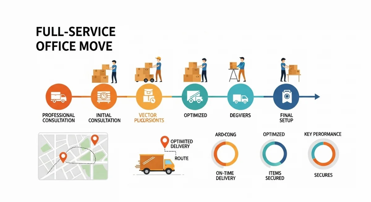 Nhân viên đang sắp xếp đồ đạc cẩn thận trong văn phòng mới