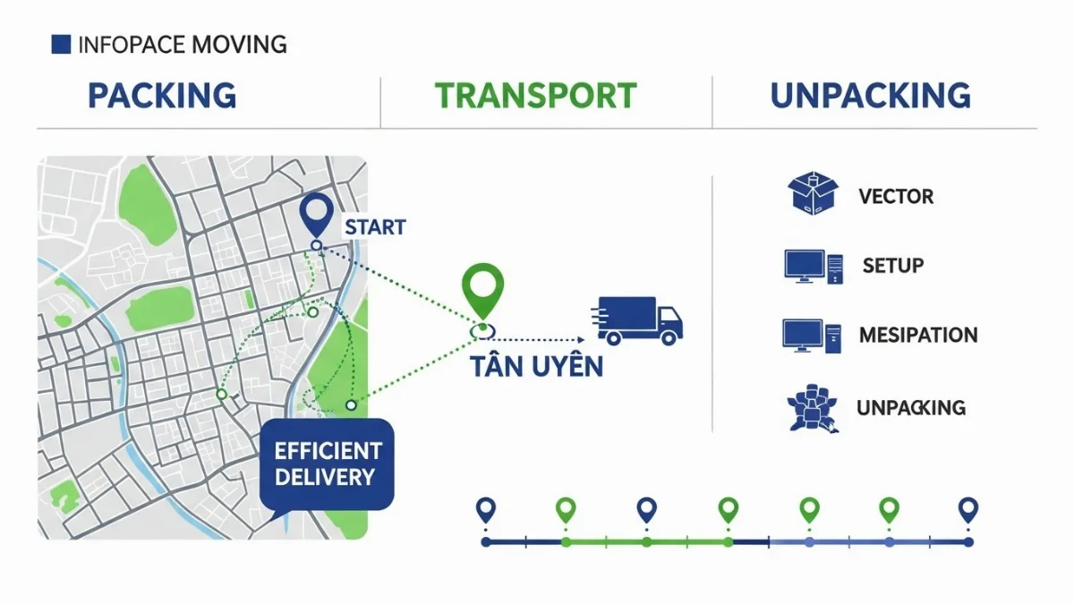 Xe tải đang vận chuyển đồ đạc văn phòng lớn trên đường phố