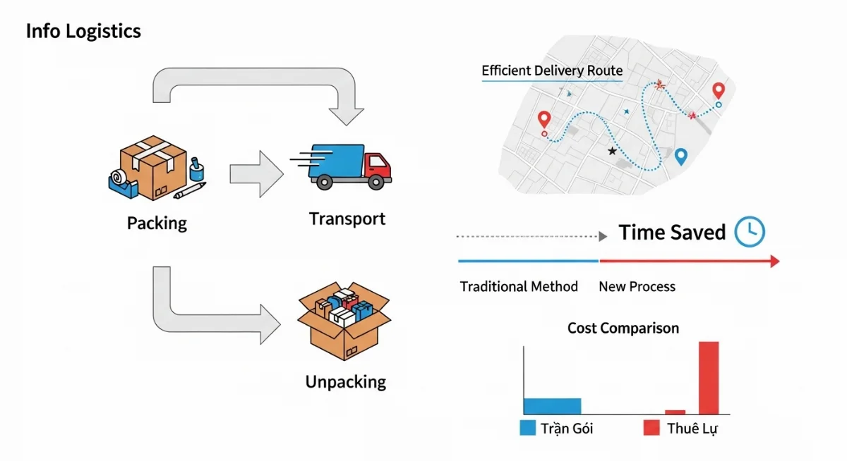 Hình ảnh quy trình chuyển văn phòng trọn gói đang diễn ra suôn sẻ