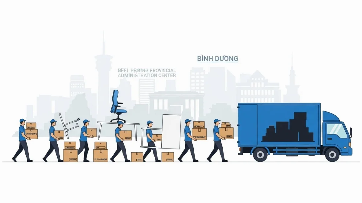 Nhân viên đang đóng gói tài liệu cẩn thận trong quá trình dọn văn phòng trọn gói Bình Dương