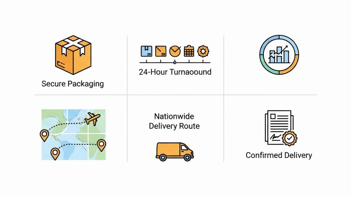 Thùng carton được đánh dấu rõ ràng với thông tin hồ sơ