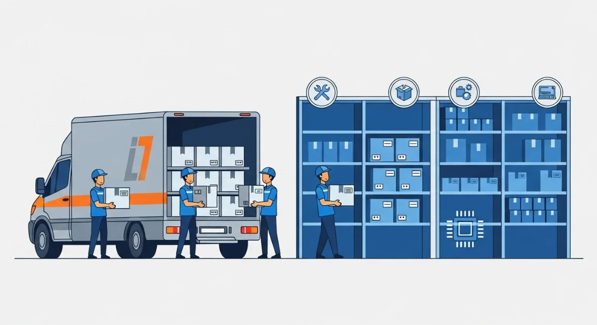 Nhân viên đang phân loại tài liệu theo phòng ban tại kho mới