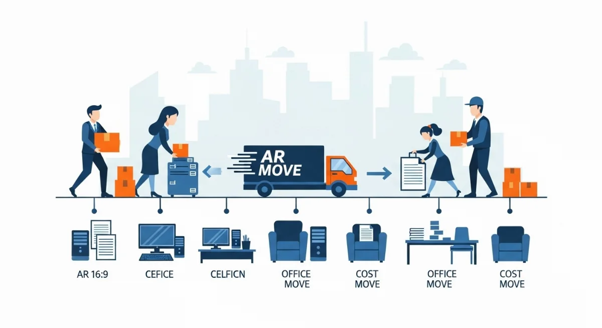 Hình ảnh nhân viên đóng gói đồ đạc cẩn thận cho việc chuyển văn phòng