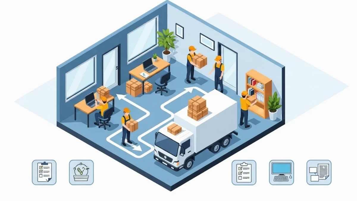 Hình ảnh một người đang thông báo địa chỉ văn phòng mới cho khách hàng