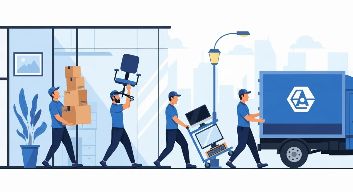 Đội ngũ chuyên nghiệp đang đóng gói hồ sơ văn phòng cẩn thận