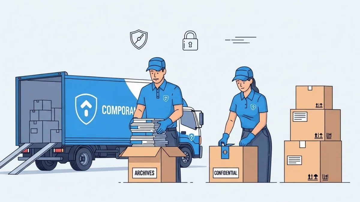 Dán nhãn rõ ràng cho các thùng tài liệu để dễ dàng quản lý