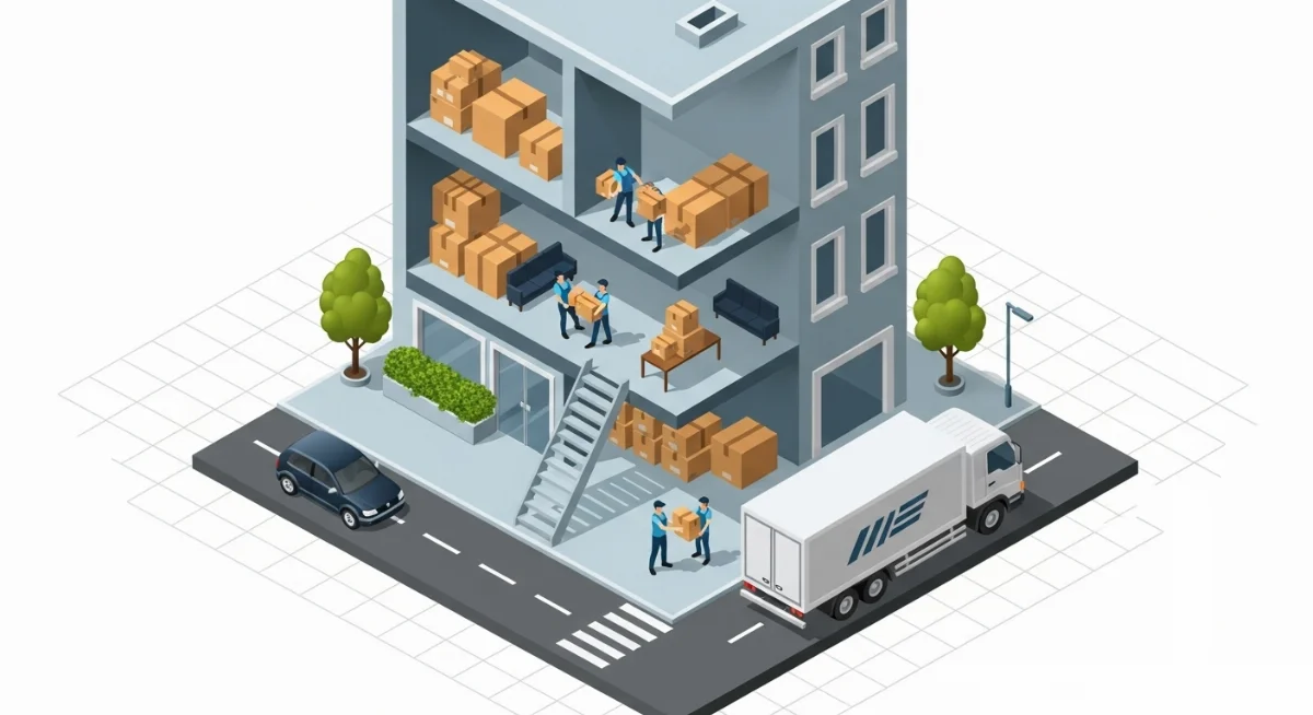 Hình ảnh xe tải chuyển văn phòng chuyên dụng, sẵn sàng vận chuyển đồ đạc