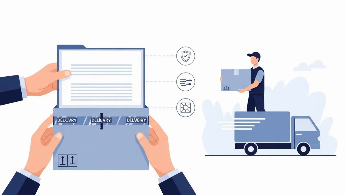 Vật liệu đóng gói hồ sơ gồm màng xốp hơi và băng keo