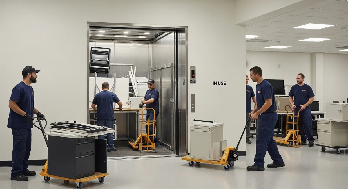 Đội ngũ nhân viên chuyên nghiệp thực hiện chuyển văn phòng