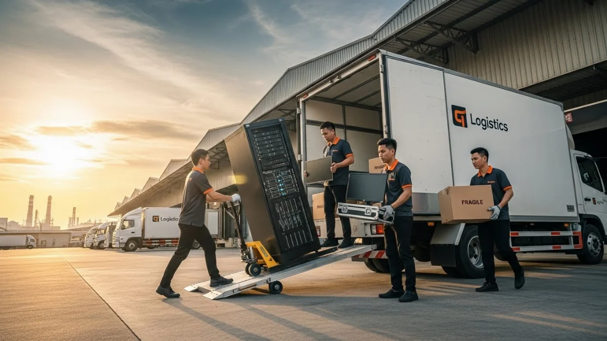 Xe tải vận chuyển chuyên nghiệp của công ty chuyển văn phòng Bình Dương