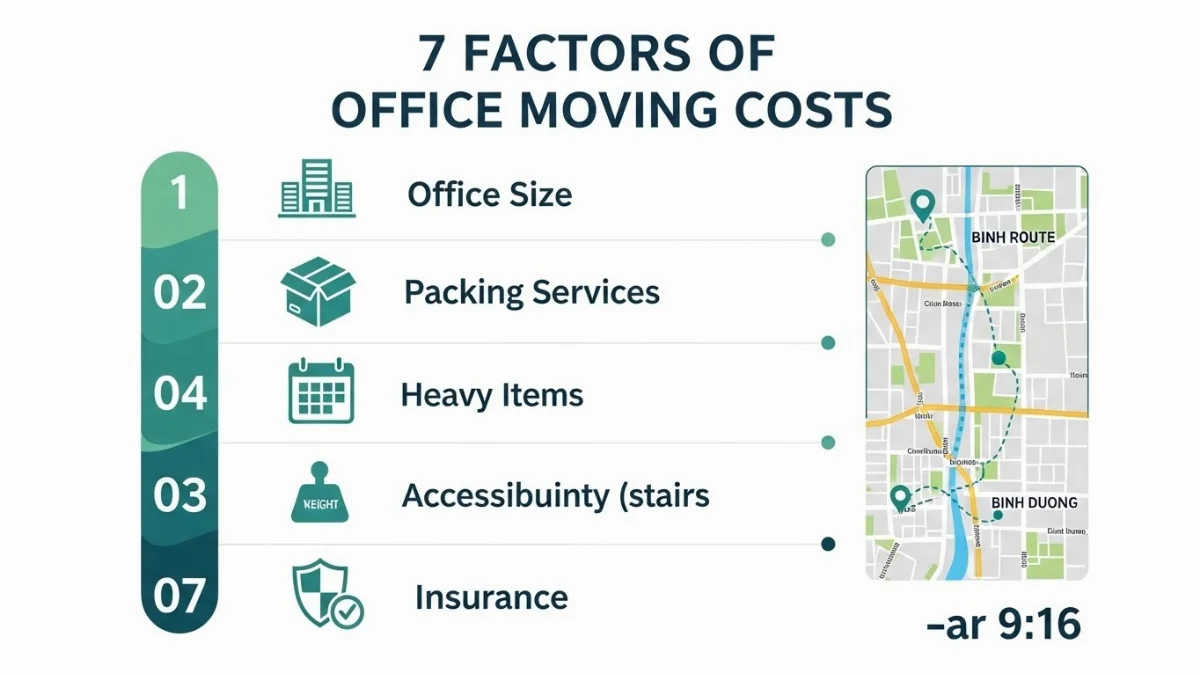 Văn phòng mới được sắp xếp gọn gàng sau khi chuyển dọn tại Bình Dương